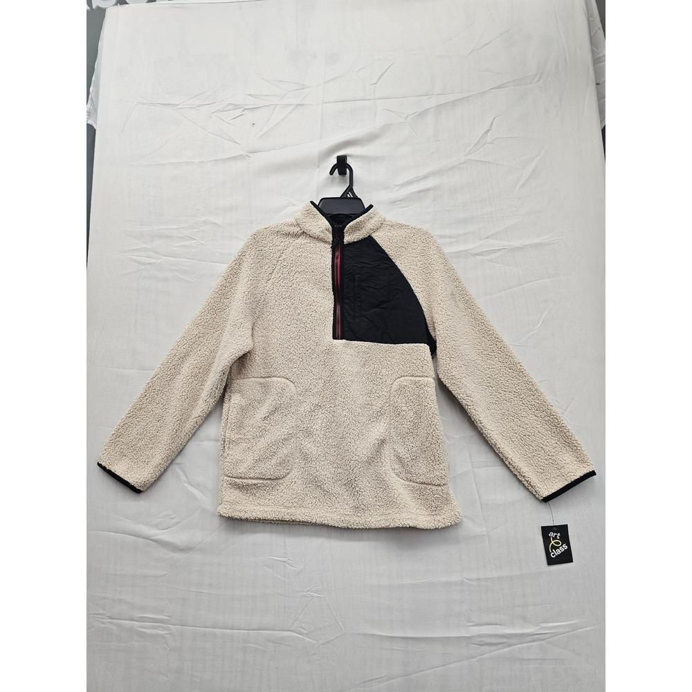 Art Class Boys XL 14 Sherpa Fleece 1/4 Zip Pullover Tan Black F16794883-Q3/24
